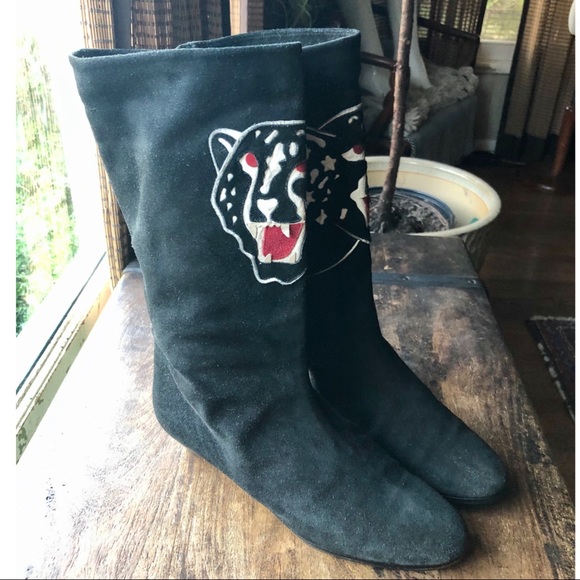 Andrea Pfister Shoes - VNTG 80s CAT by Andrea Pfister black suede boots